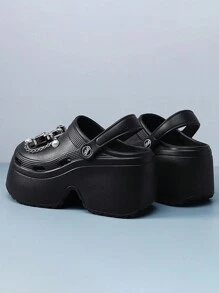 Women's Cute Cartoon Handmade Diy Shoes, Thick Soled Soft Soled Two-Way Home Garden Shoes, Breathable Hollow Beach Shoes