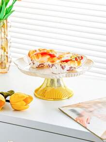 1pc Gold Edge Tray, Snack & Jewelry Storage Box, Dessert Display Stand, Elegant Cake Stand, Living Room Home Decor - Mother's Day Party, Spring Graduation School Season Decoration