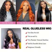 4x4 Body Wave Lace Frontal Wig - 100% Real Human Hair, Black, Fluffy & Natural Look, Perfect For Daily Wear Or Special Occasions 200% Density 4x4 Swiss HD Lace Frontal Body Wave Human Hair Wig Bye Bye Knots Pre Cut Glueless Wear And Go Body Wave Human Hair Wig Pre Plucked With Baby Hair Long Human Hair Wig