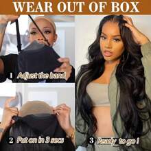 4x4 Body Wave Lace Frontal Wig - 100% Real Human Hair, Black, Fluffy & Natural Look, Perfect For Daily Wear Or Special Occasions 200% Density 4x4 Swiss HD Lace Frontal Body Wave Human Hair Wig Bye Bye Knots Pre Cut Glueless Wear And Go Body Wave Human Hair Wig Pre Plucked With Baby Hair Long Human Hair Wig