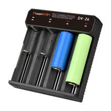 powerKAN D4-26 锂离子电池充电器，四槽 USB LED 充电器，兼容 3.7V-4.2V 锂电池，适用于充电 26700 26650 25500 22700 21700 18650 14650 14500... 和其他锂离子电池型号 5V USB 输入电源（不含电池） - 否 - 查看 3