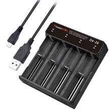 powerKAN D4-26 锂离子电池充电器，四槽 USB LED 充电器，兼容 3.7V-4.2V 锂电池，适用于充电 26700 26650 25500 22700 21700 18650 14650 14500... 和其他锂离子电池型号 5V USB 输入电源（不含电池） - 否 - 查看 7