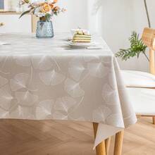 1 块方形亲肤桌布，仿皮花卉和叶子印花桌布，防尘防油防刮隔热桌垫，适合日常家居装饰、派对和节日 - 咖色 - 查看 1