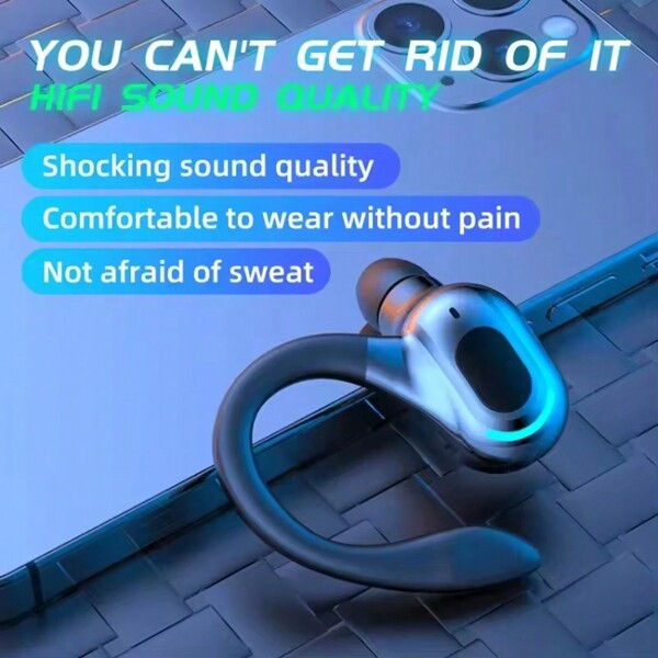 Cuffie senza fili F8, cuffie senza fili da appendere all'orecchio, cuffie stereo da corsa e sport, cuffiette senza fili con gancio per l'orecchio, cuffiette stereo senza fili da sport impermeabili