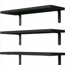 Wood Floating Shelves Set Of 3, Shelves For Wall Decor, Farmhouse Shelf For Bedroom, Bathroom Storage Shelves, Book Shelves For Living Room Fall Home Decor Room Decor - Black - View 1