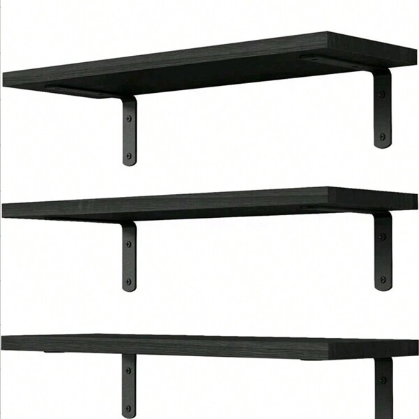 Conjunto de 3 prateleiras flutuantes de madeira, prateleiras para decoração de parede, prateleira de fazenda para quarto, prateleiras de armazenamento para banheiro, prateleiras de livros para sala de estar, decoração de casa de outono, decoração de quarto