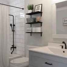 Wood Floating Shelves Set Of 3, Shelves For Wall Decor, Farmhouse Shelf For Bedroom, Bathroom Storage Shelves, Book Shelves For Living Room Fall Home Decor Room Decor - Black - View 5