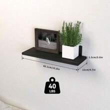 Wood Floating Shelves Set Of 3, Shelves For Wall Decor, Farmhouse Shelf For Bedroom, Bathroom Storage Shelves, Book Shelves For Living Room Fall Home Decor Room Decor - Black - View 2