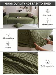 1 件纯色花卉提花弹力沙发套，简约宠物友好防滑防尘防刮沙发套，适合所有季节，可机洗，适合小中大特大沙发