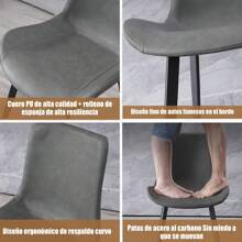 Set de 4 Sillas de Comedor Diseño Elegante con Silla Tapizada en Piel Sintética Para Sala u Oficina Tipo Eames Modernas y Resistentes Color Marrón Gris 48*46cm - Gris - Ver 7