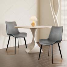 Set de 4 Sillas de Comedor Diseño Elegante con Silla Tapizada en Piel Sintética Para Sala u Oficina Tipo Eames Modernas y Resistentes Color Marrón Gris 48*46cm - Gris - Ver 10