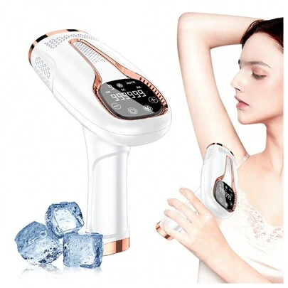 Depiladora indolora, depiladora láser con punto de congelación, depiladora IPL para hombres y mujeres, depiladora permanente 3 en 1 para uso doméstico, nivel 9, actualización 999,990 flashes, depiladora para todo el cuerpo, axilas, espalda, piernas, brazos, cara y línea del bikini , Con cable para reducir el crecimiento del cabello.