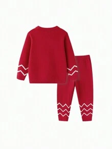 Balabala Baby Half-Plush Pajamas, Red Spring New Year Outfit - Red - View 5