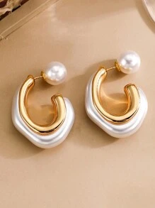适合双向佩戴的时尚仿珍珠耳环