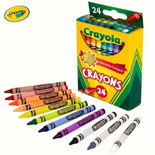 Crayola Caja de 24 unidades de crayones de colores surtidos, crayones de colores para colorear, útiles escolares de regreso a clases, crayones a granel para niños, suministros para el aula para edades de 3, 4, 5 años, ideal para regalos navideños