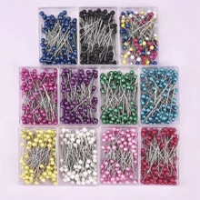 100 alfileres de costura, alfileres rectos de 1.57 pulgadas con cabeza de perla, alfileres de acolchar para costura, joyería, manualidades y suministros de costura