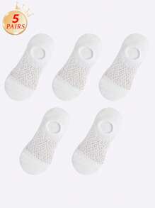 5 Pairs Women Summer Thin Invisible Black Socks Silicone Non-Slip Mesh Breathable Socks (Without Cardboard)