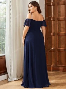 EVER-PRETTY Vestido elegante, romántico y glamoroso para dama de honor de talla grande con hombros descubiertos