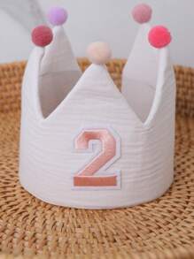 Handmade 1st Birthday Party Decorative Hats, Cute Birthday Crown Party Pom Pom Hats In Pink, Blue, White, Green, Macaron, Orange, Handmade