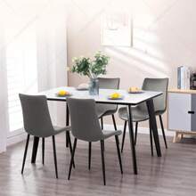 Set de 4 Sillas de Comedor Diseño Elegante con Silla Tapizada en Piel Sintética Para Sala u Oficina Tipo Eames Modernas y Resistentes Color Marrón Gris 48*46cm - Gris - Ver 3