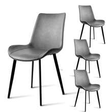 Set de 4 Sillas de Comedor Diseño Elegante con Silla Tapizada en Piel Sintética Para Sala u Oficina Tipo Eames Modernas y Resistentes Color Marrón Gris 48*46cm - Gris - Ver 1