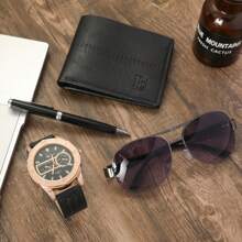 4pcs/Set Men's Gift Box Set - Glasses, Wallet, Pen, Watch Combination Set, Suitable For All Seasons, Father's Day & Holiday Gifts Valentine's Day Gift