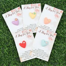 10 Stück bunte Harz-Herzgrußkarten mit emotionaler Unterstützung - süßes Liebesgeständnis Geschenk, mit kleiner Tasche zum Halten eines Geschenks als perfektes Valentinstags-Geschenk, witzig, Grußkarte, Valentinstag, Hochzeit