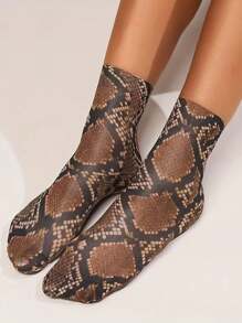 6/3/2/1 Paar leopard-, schlangen-, tiger- und schmetterlings-rosenkopf-muster atmungsaktive dünne kurze Socken, Damen transparente Strumpfwaren & Socken
