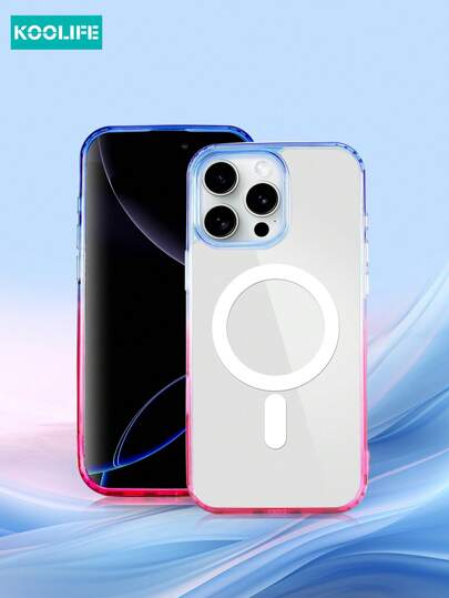 Capa de celular colorida personalizada magnética com carregamento sem fio Koolife, 1 peça, cor gradiente, proteção de câmera elevada, canto antiqueda, compatível com iPhone 17 ProMax/17/17 Pro/17 Air/16/16 ProMax/16 Pro/16/15/15 Pro/15 ProMax/15 Plus/14/13/12/11