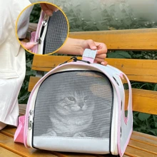 Portable Pet Bag Folding Fabric Pet Travel Carrier Pet Cage For Small Dog Cat Pet Travelling Crossbody Breathable Large Capacity Shoulder Cat Backpacks - Multicolor - View 3