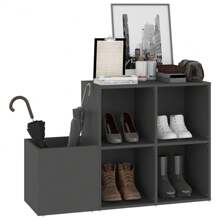 Sleek Grey Engineered Wood Shoe Cabinet 105cm Storage Solution With Spacious Shelves And Modern Design - Grey - View 3