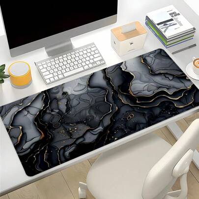 1pc Marble Large Desk Mat Luxury Abstract Gaming Desk Accessories 35.4x15.7 Inch Mouse Mat With Stitched Edge Non-Slip XL Mouse Pad Rubber Base Keybord Pad For Home Office Back To School Gaming Mouse Pad