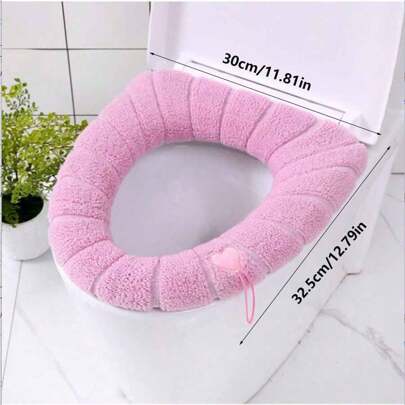 1 pieza Funda de asiento de inodoro de peluche suave, alfombra de baño cálida para todo el año, cojín de inodoro extraíble y lavable, decoración del hogar, alfombra de baño, alfombra de piso, alfombra de puerta, decoración de otoño, accesorios de baño, decoración de entrada escolar