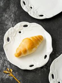 4pcs/Set Ceramic Rose Flower White 6-Inch Plates, Suitable For Soy Sauce, Vinegar, Hot Pot Dipping Sauce - Kitchenware, Elegant Small Condiment Bowls, Heat-Resistant, Ideal For Salad, Sushi, Fruit, Condiments, Appetizers, Kitchen, Restaurant, Sushi Shop - White - View 3