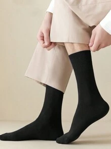 5 Pairs Men's Thin Crew Socks, Moisture-Wicking, Breathable, Classic Colors For Business And Casual Wear, Spring/Summer, Fall