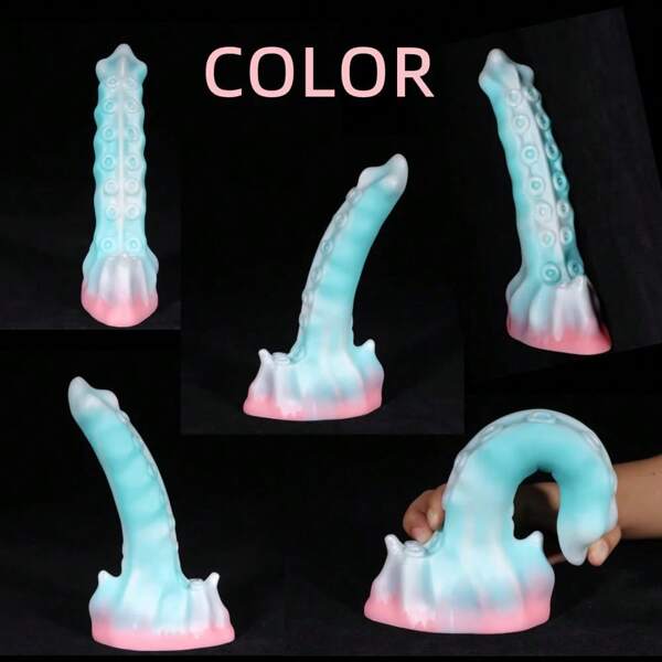Dildo de silicona con forma de tentáculos de pulpo de color azul y blanco de 8 pulgadas, realista y flexible, con base de ventosa fuerte, fácil de limpiar, adecuado como masajeador anal, expansor vaginal y juguete sexual para adultos, principiantes y unisex