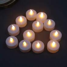 6/8/12pcs Battery Powered Sparkling White/Black Tealight Candles, Yellow Warm LED Lights, Suitable For Holidays, Family Gatherings, Birthdays, Weddings, Blessings