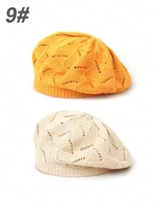 2 件/1 件女士针织镂空纯色无檐小便帽，时尚休闲百搭帽 - 彩色 - 查看 24