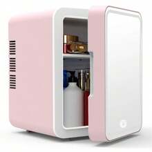 4L Mini Beauty Fridge With Adjustable LED Light Mirror, Dual-Cooling For Cosmetics And Food Storage, Portable Mini Refrigerator For Bedroom, Office And Car Use - View 6