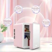 4L Mini Beauty Fridge With Adjustable LED Light Mirror, Dual-Cooling For Cosmetics And Food Storage, Portable Mini Refrigerator For Bedroom, Office And Car Use - View 5