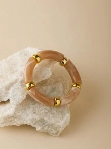 ORNAPEADIA 1条波西米亚风豹纹纯色树脂弹力手链，适合女性日常佩戴和聚会，可作礼物 - 圓形 - 查看 8