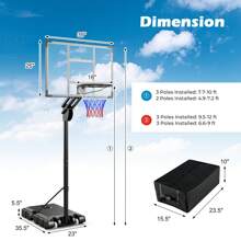 Homasis Portable Basketball Hoop System 4.9-10 FT Adjustable W/ Weight Bag Wheels Outdoor - Black - View 2