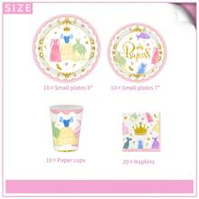 Princess Castle Birthday Party Supplies Plates And Napkins Set For 10 Guests Watercolor Pastel Rainbow Birthday Party Decorations Fairy Tale Party Tableware Plate, Fork, Napkins - 20241122-fM-princess Tableware - View 2