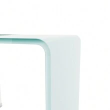 Tempered Glass End Table, Sofa End Tables With Waterfall Edges, No Assembly Needed, Glass Side Table For Living Room Bedroom Office - 白色 - 查看 6