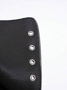 秋冬女装时尚交叉中筒舒适靴，连帽衫前系带，搭配黑色裙子粗跟靴，靴子 - 黑色 - 查看 9