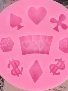 1pc Poker Silicone Mold Chocolate Candy Mold Dice Poker Paper Cup Cake Decoration DIY Cake Decoration Tool Candy Clay Resin Mold - Pink - View 5