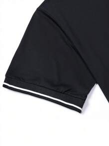 Plus Size Men Short Sleeve Polo Shirt, Vintage Basic Style, Fashion