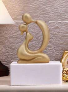 1pc Resin Couple Decorative Ornament, Love Statue Kissing Couple Abstract Sculpture Statue, Ceramic Endless Love Ornament, Home Decoration Figurine, Valentines Gift White Valentine's Day Birthday
