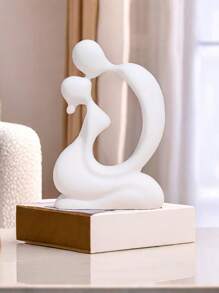 1pc Resin Couple Decorative Ornament, Love Statue Kissing Couple Abstract Sculpture Statue, Ceramic Endless Love Ornament, Home Decoration Figurine, Valentines Gift White Valentine's Day Birthday