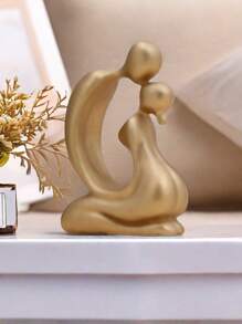 1pc Resin Couple Decorative Ornament, Love Statue Kissing Couple Abstract Sculpture Statue, Ceramic Endless Love Ornament, Home Decoration Figurine, Valentines Gift White Valentine's Day Birthday